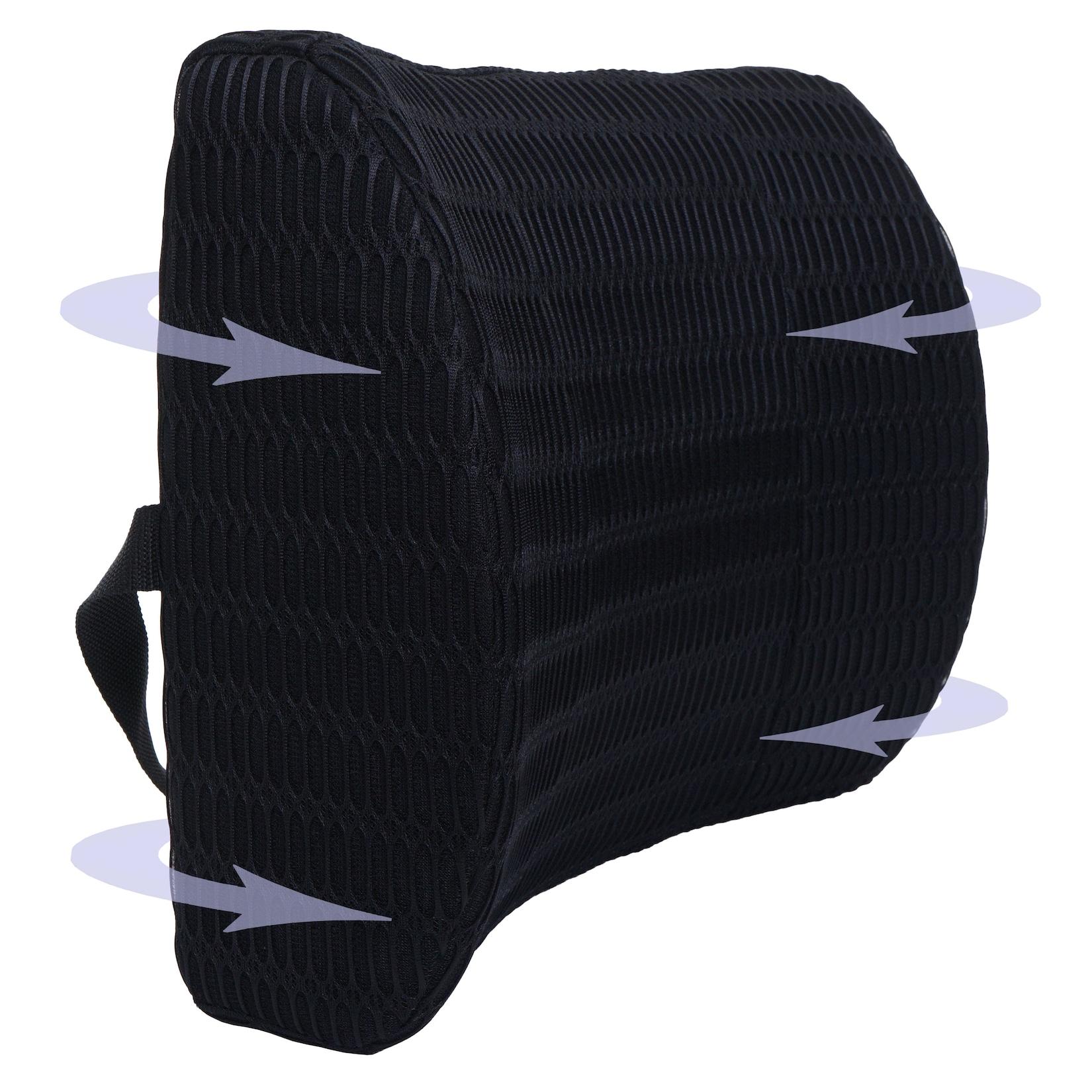 Lendenkissen MCW-N77, Rückenkissen Lordosenstütze, Memory Foam Stoff/Textil waschbar Befestigungsgürtel schwarz