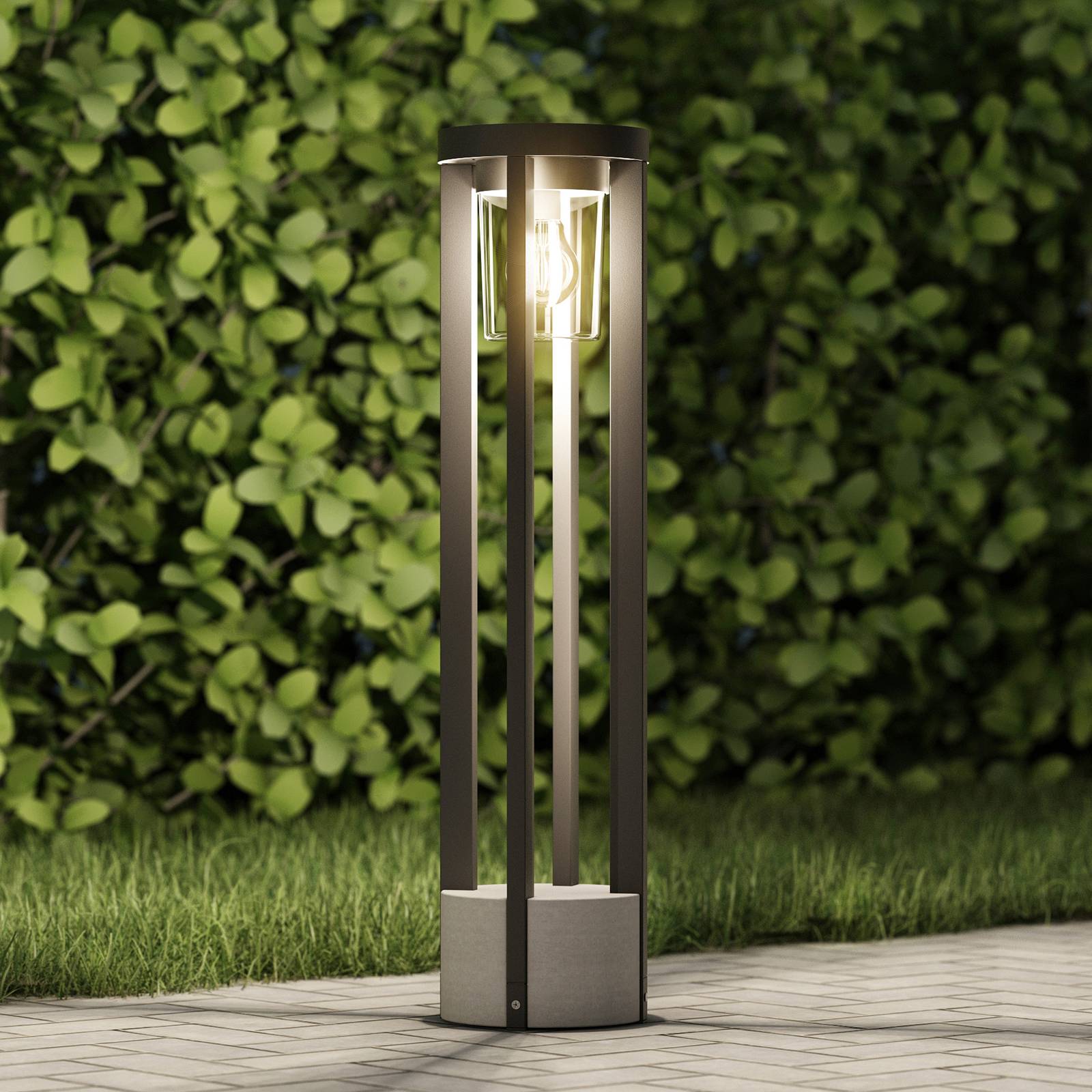 Pathway Light Overa Lucande, dimmable, Alu / grey / zinc, Aluminium, Modern, Outdoor lights