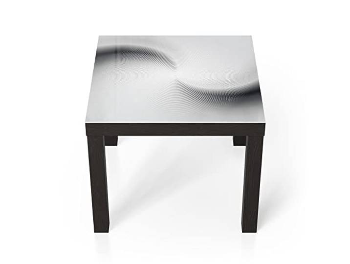 DEQORI Glastisch schwarz klein 55x55 cm Motiv Rundes Rillenmuster ausgefallener Beistelltisch aus Glas Hochglanz Couchtisch fürs Wohnzimmer moderner Couch Tisch mit Design