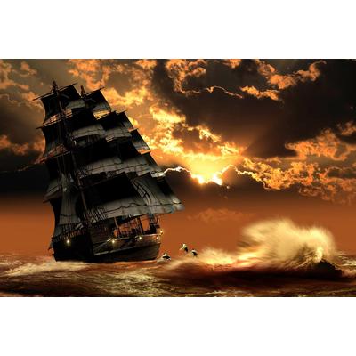 Fototapete PAPERMOON "Schiff", bunt, B:3,5m L:2,6m, Vlies, Tapeten