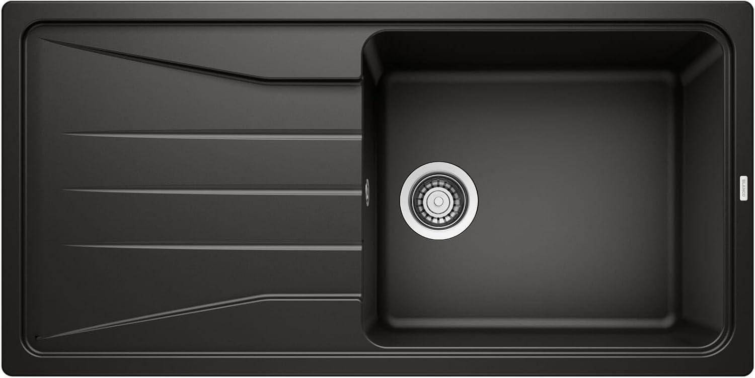 BLANCO SONA XL 6 S | Granitspüle in Schwarz | [100x50x20,2 cm] | geeignet für 60 cm breite Unterschränke | pflegeleichte Oberfläche | großes Becken | umkehrbar