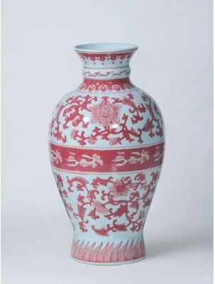 Orchard Creek Designs "17"" Porcelain Vase with Floral Design"