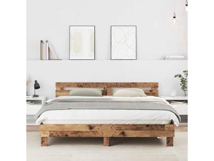 RJPLMFV Bettgestell, Holz, 203 x 185 cm Kopfteil inklusive, modernes Design, Lamellen im Lieferumfang enthalten, elegante Verarbeitung, pflegeleicht