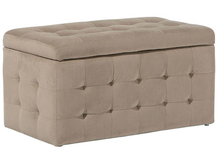 Pouf de rangement velours marron clair