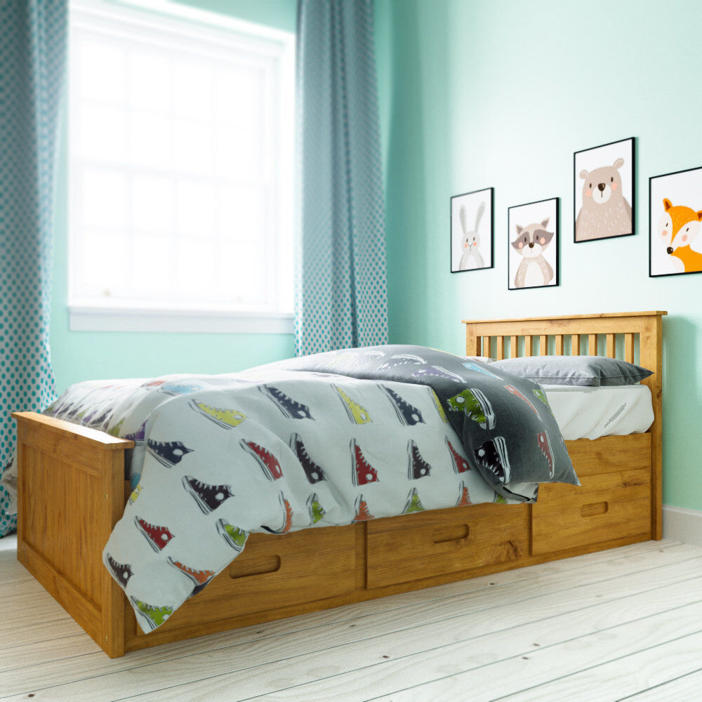 Zoomie Kids Ariyiah Single (3') 3 Drawer Mate's & Captain's Bed Waxed Pine UK Single - DE 90 x 190 cm