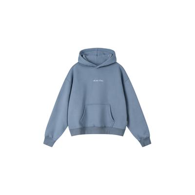 Hoodie ANOTHER COTTON LAB "Another Cotton Lab Creative Lab Hoodie", Damen, Gr. S, blau (powder blau), 52% Baumwolle, 48% Polyester, bedruckt, Rundhals, Sweatshirts Hoodie