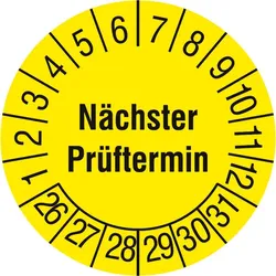 Prüfplaketten gelb, Nächster Prüftermin, 108 Aufkleber
