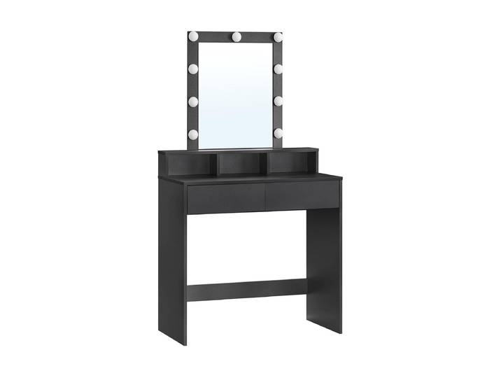 Schminktisch VASAGLE mit LED-Beleuchtung 80 x 40 x 145 cm , schwarz, B:40cm H:145cm T:80cm, Tische, Schminktisch