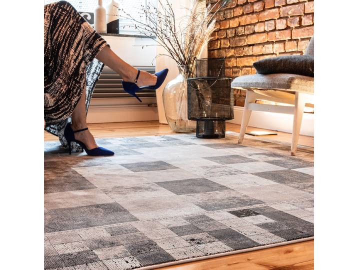 Tapis à poils courts Elles 214 Gris 120 x 170cm Viscose