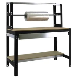 PROREGAL Packtisch BUFFALO mit Schubfach | HxBxT 84x90x76cm | Traglast 400kg | Anthrazit | Werktisch Arbeitstisch Arbeitsbank