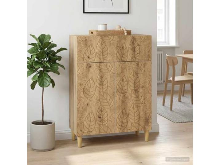 KTHLBRH Sideboard Eiche Handwerk 66 x 34,5 x 90 cm Technisches Holz, 2 Einlegeböden, 1 Schublade, Flügeltüren, max. Belastung 60 kg