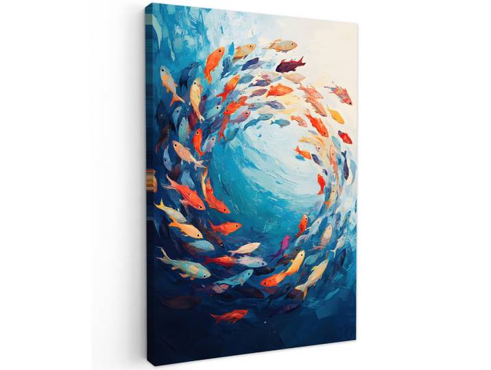 LEINWANDBILD Meer - Fische - Bunt - Dynamisch Wanddeko 40x60 cm