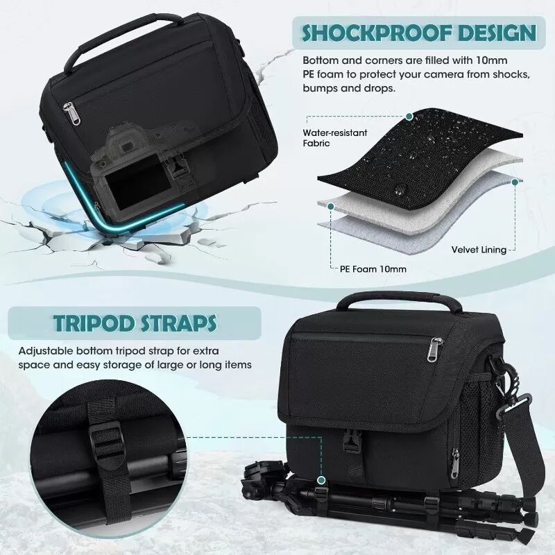 INF Kleine Canvas Kameratasche für Fotografen - DSLR Schulter Messenger Bag