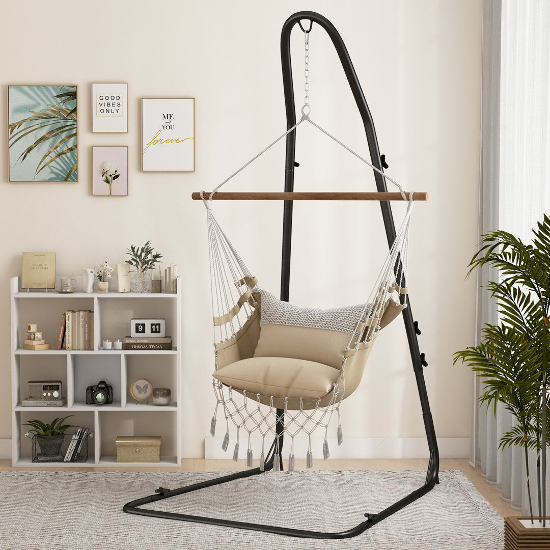 World Menagerie Metal Hammock Chair Stand Black 236cm H X 115cm W X 137cm D