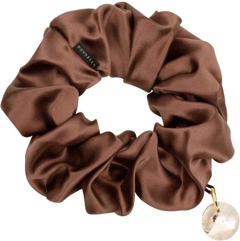 DONDELLA Luxury Silk Brown Scrunchie Hair Ring 14cm
