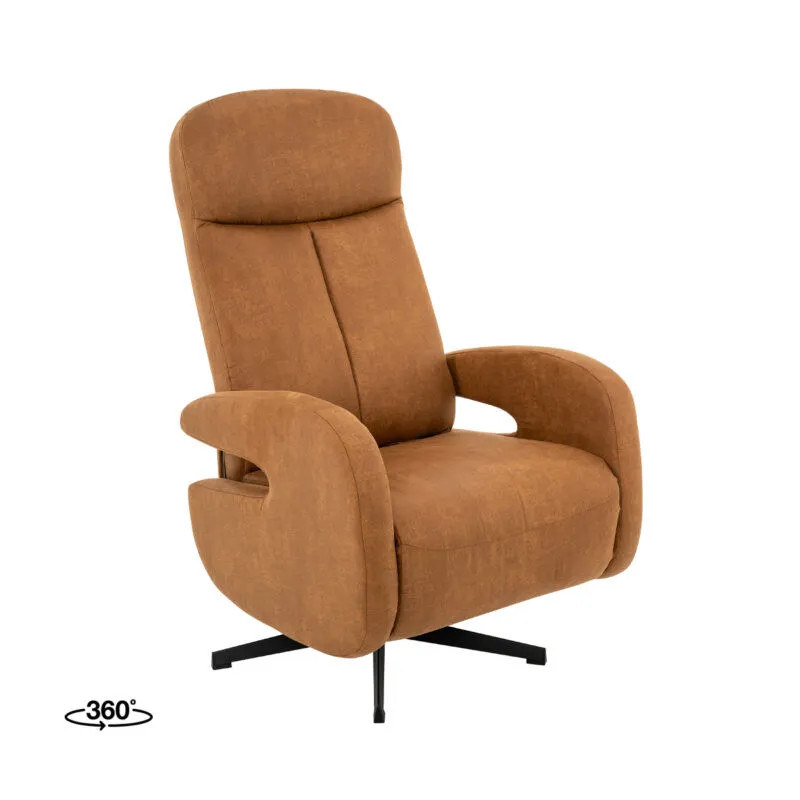 Label51 Fauteuil Esbjerg Relax Fauteuil - Cognac - Micro Suede - Manueel Verstelbaar