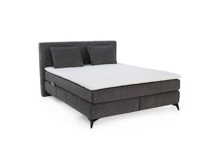 Boxspringbett 160x200 cm H3+H4 Federkernmatratzen Bonell Topper Chenille Dunkelgrau / 20044