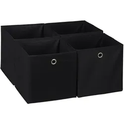 Relaxdays Aufbewahrungsbox im 4er Set Schwarz,Silber