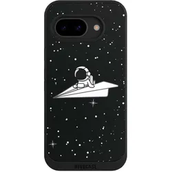 Nivocase Handyhülle für Google Pixel 9a Hülle NIVOpure Case Schwarz Astronaut Comic Papier (Google Pixel 9a), Smartphone Hülle, Schwarz