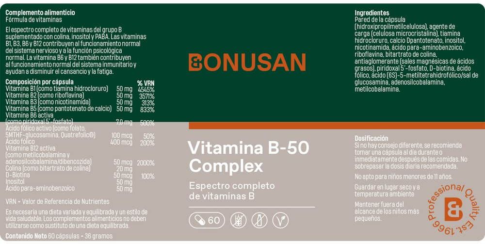 Bonusan Vitamina B-50 Complejo 60caps