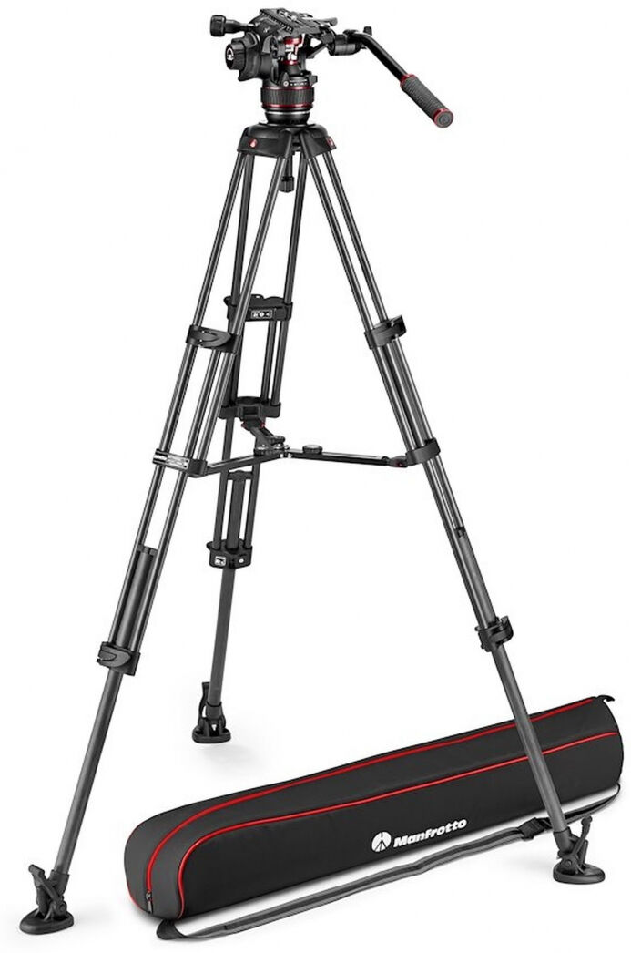 Manfrotto Nitrotech 608 Carbon Video-Stativ mit Mittelspinne