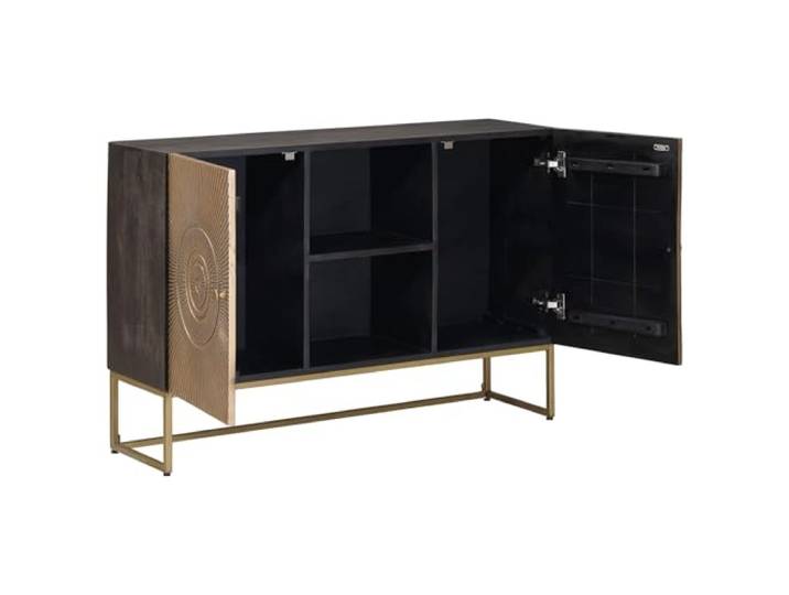 TEKGHUT Sideboard Messing 105 x 30 x 70 cm Massiv-Mangoholz Massiv-Mangoholz, Holzwerkstoff, viele Fächer und Regale, pflegeleicht mit feuchtem Tuch, modernes Wohnzimmer