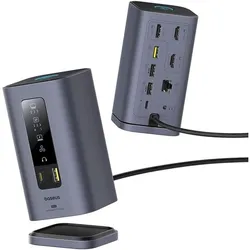 Baseus Spacemate Series 11-in-1 (MAC) Docking Station, Grau (USB-C, 11 Ports), Dockingstation + USB Hub, Grau