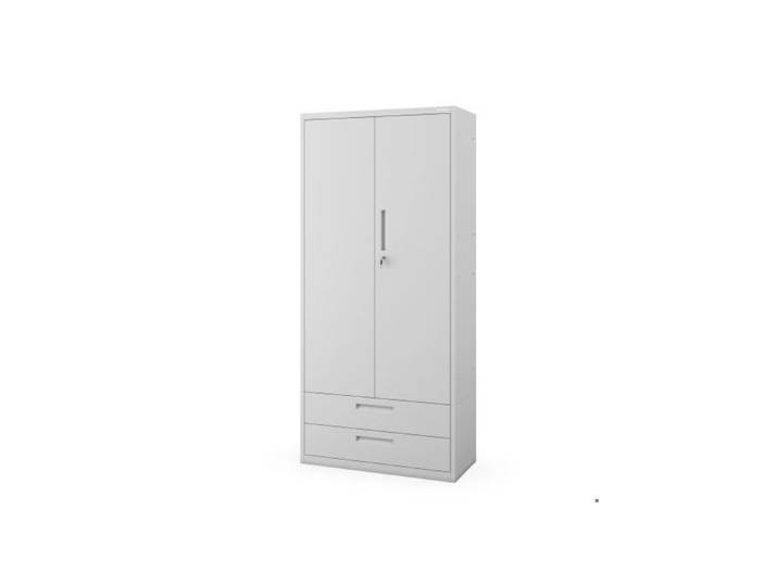JAN NOWAK Armoire de bureau haute en métal avec double tiroir MEGAN Gris 195x90x40 cm
