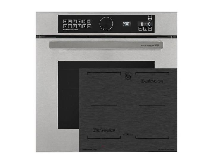 Kaiser Küchengeräte Backofen-Set Herd Set Autark Edelstahl Einbau Backofen XXL 79L Air Fry Pizzastein Heißluftsystem Selbstreinigung+Glaskeramik mit Facetten, Autark Herd Power Booster 60 cm EH 6451 +KCT 6700 FI, mit 1-fach-Teleskopauszug