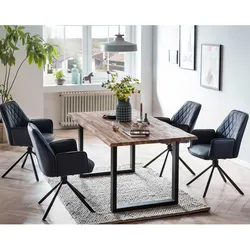 SalesFever »Lando-Sheffield« Esszimmergruppe Akazie dunkelblau Esstisch 180x90 cm