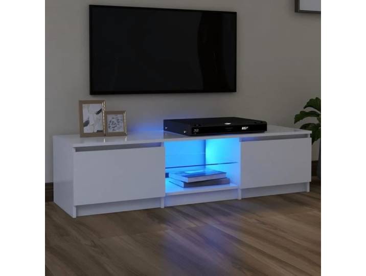 Meuble TV - JILL - Banc TV - LED - Contemporain Blanc