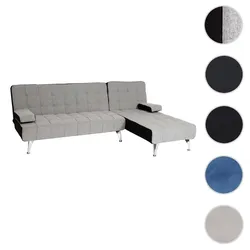 Schlafsofa HWC-K22, Couch Ecksofa Sofa, Liegefläche links/rechts Schlaffunktion 236cm ~ Stoff/Textil hellgrau, schwarz