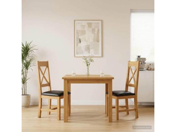HGPOTUY Esszimmerstuhl 2er Set Massivholz Eiche Schwarz Gepolsterte Sitzfläche, Modernes Design, Einfache Montage, Pflegeleicht