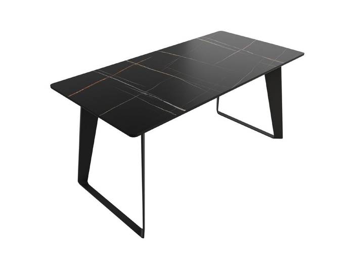 Magnolia Home Esstisch Esstisch 160x80cm schwarze Keramikplatte schwarze U-Form Beine