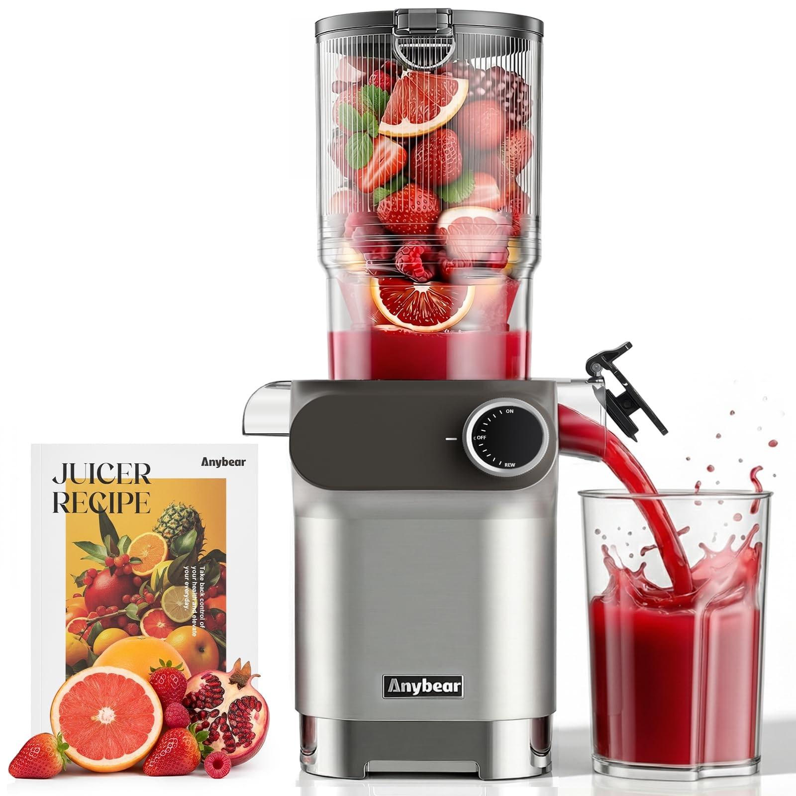 Entsafter Slow Juicer Saftpresse - 200 W - 110 mm Einfüllöffnung - Mit Rezeptbuch