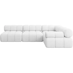 ECKSOFA modulares Sofa Mende-L2 - 285x190x70 cm Weiß Bouclé