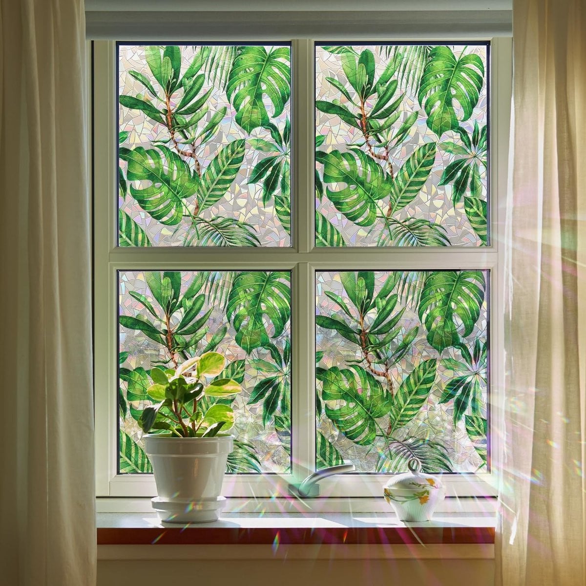 Dailygoods Privacyfolie Statisch met Bloemenmotief - Anti-inkijk en Verduisterende Raamfolie - 43 x 100 cm