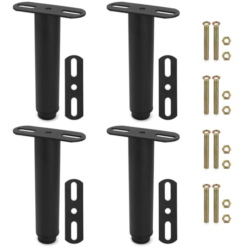 QWORK Set van 4 verstelbare meubelpoten en bedpoten, 180-330 mm, zwart