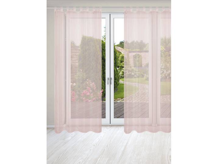 Vorhang HOME WOHNIDEEN NESSI 2er Pack Gr. 1, rosa (rosé), B:135cm H:245cm, Polyester, Gardinen, Vorhang, Uni, Voile, transparent, Schlaufen inkl. Zugband, 2er Pack