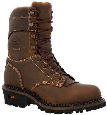 "Georgia Boot AMP LT Logger 9"" WP 600G Comp Toe - Mens 8 Brown Boot Medium"