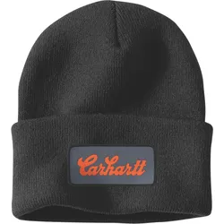 Carhartt Beanie Script Patch AH7007 107007 Rippstrick Black