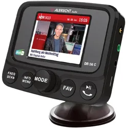 Albrecht DR 56 C DAB+ Autoradio-Tuner mit Farbdisplay, Auto Adapter, Schwarz