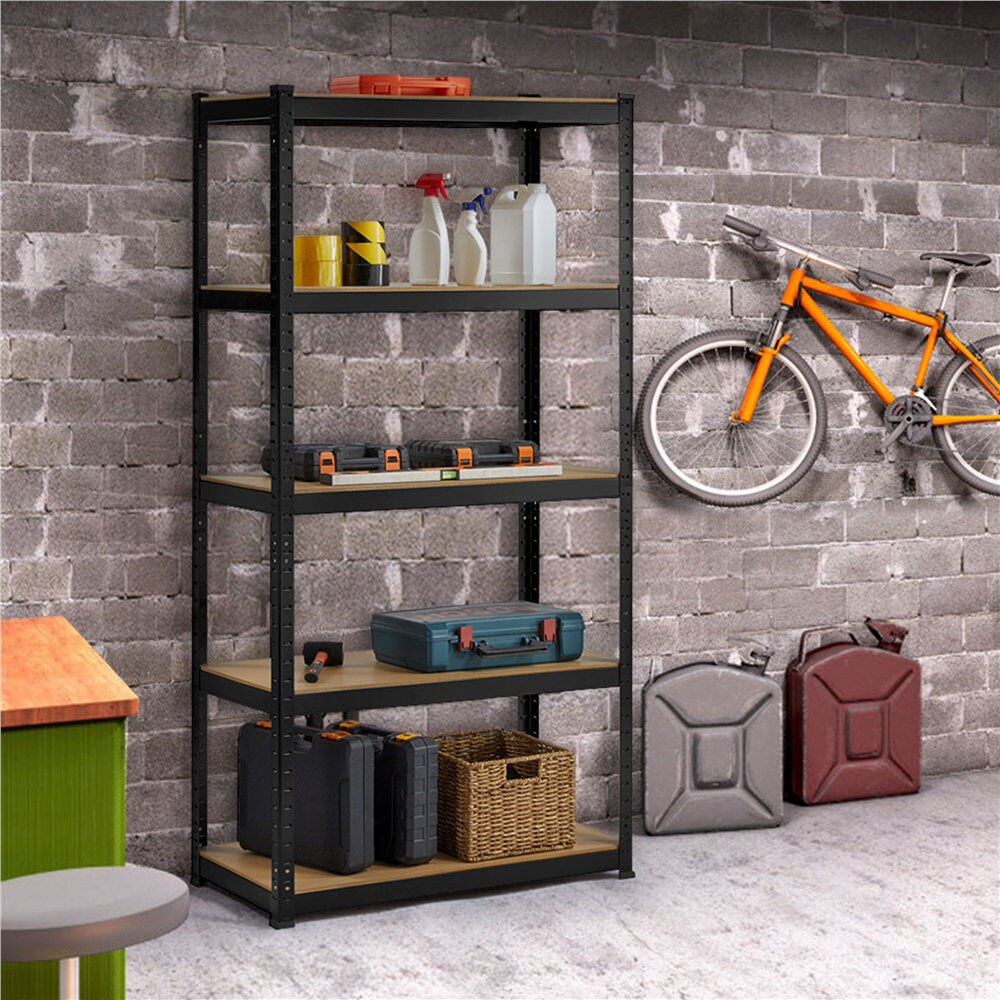 Yaheetech 90 cm W Steel Adjustable Height Shelving Unit Storage Rack Black 90cm W X 45cm D