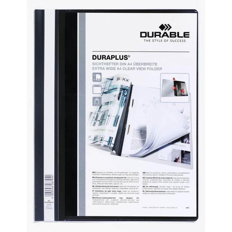 DURABLE 25 Präsentationshefter DURAPLUS schwarz DIN A4 überbreit