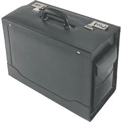 Jüscha Alassio Pilotenkoffer ANCONA mit Laptopfach und Hängeregistervorrichtung schwarz Leder 45042
