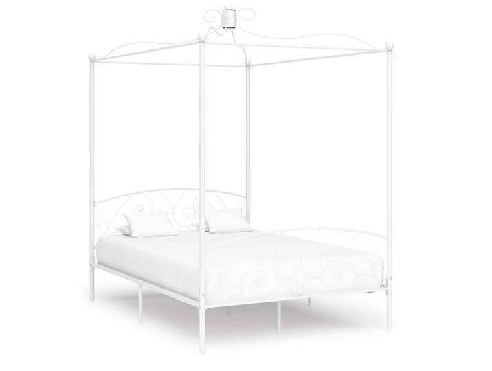 vidaXL Himmelbett-Gestell Weiß Metall 120 x 200 cm