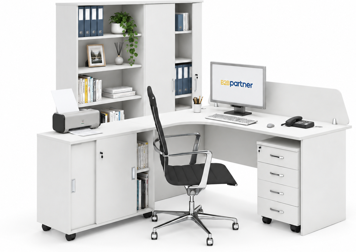 B2B Partner Büromöbelset MIRELLI, Typ C, links, weiß