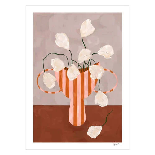 Poster & Frame Poster - The Poster Club x Frankie Penwill - White Flowers in Striped Vase - 50 x 70 cm