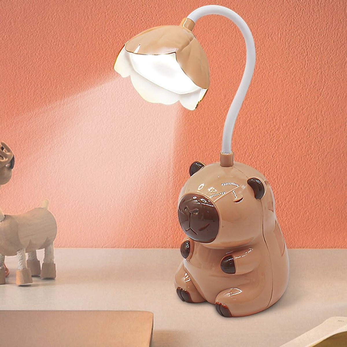 2-in-1 Kind Bureaulamp met Potloodslijper - Oplaadbare LED Cartoonlamp voor Lezen en Studeren