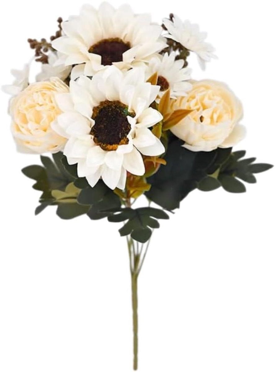 Set van 5 kunstzonnebloemen voor decoratie, 31 x 15 cm